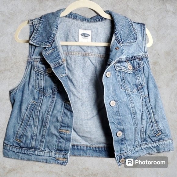Old Navy vest women's junior size large demin broken in comfy - Picture 2 of 7